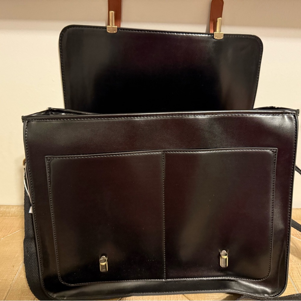 Crystal Bell Black and Brown Laptop Satchel Bag - Picture 15 of 15